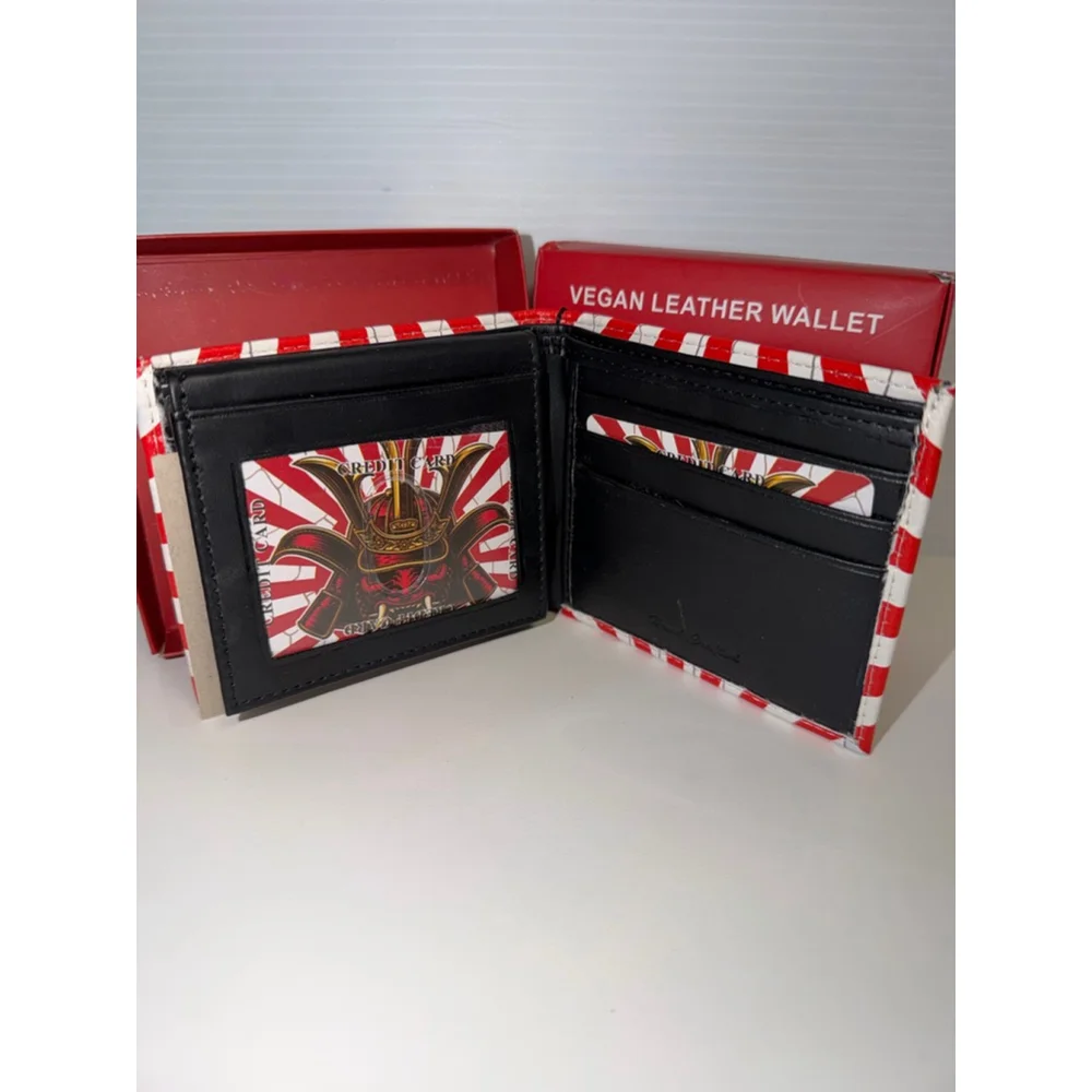 Men's Samurai Demon Vegan Leather Wallet One Size Red White NEW NEW IN PACKAGING
